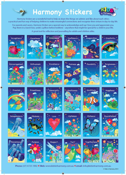 Harmony Values Stickers Acknowledge, Connect & Journal